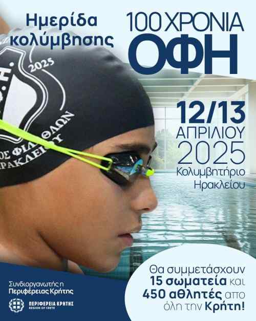 100 &chi;&rho;ό&nu;&iota;&alpha; &Omicron;&Phi;&Eta; &mu;&epsilon; &mu;&iota;&alpha; &mu;&epsilon;&gamma;ά&lambda;&eta; &gamma;&iota;&omicron;&rho;&tau;ή &tau;&eta;&sigmaf; &kappa;&omicron;&lambda;ύ&mu;&beta;&eta;&sigma;&eta;&sigmaf; &sigma;&tau;&omicron; &Eta;&rho;ά&kappa;&lambda;&epsilon;&iota;&omicron;