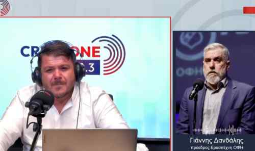 &Alpha;&pi;&omicron;&kappa;ά&lambda;&upsilon;&psi;&eta; &tau;&omicron;&upsilon; &Gamma;&iota;ά&nu;&nu;&eta; &Delta;&alpha;&nu;&delta;ά&lambda;&eta; &sigma;&tau;&omicron;&nu; Creta One 102,3: "&Mu;ί&lambda;&eta;&sigma;&alpha; &mu;&epsilon; &tau;&omicron;&nu; &Mu;&pi;&omicron;ύ&sigma;&eta;, &pi;&rho;&omicron;&chi;&omega;&rho;ά&mu;&epsilon; &mu;&alpha;&zeta;ί &gamma;&iota;&alpha; &tau;&omicron; &nu;έ&omicron; &gamma;ή&pi;&epsilon;&delta;&omicron; &tau;&omicron;&upsilon; &Omicron;&Phi;&Eta;"
